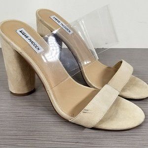 Steve Madden Cheers Slide Sandal, Nude Suede, Womens Size 9.5 M